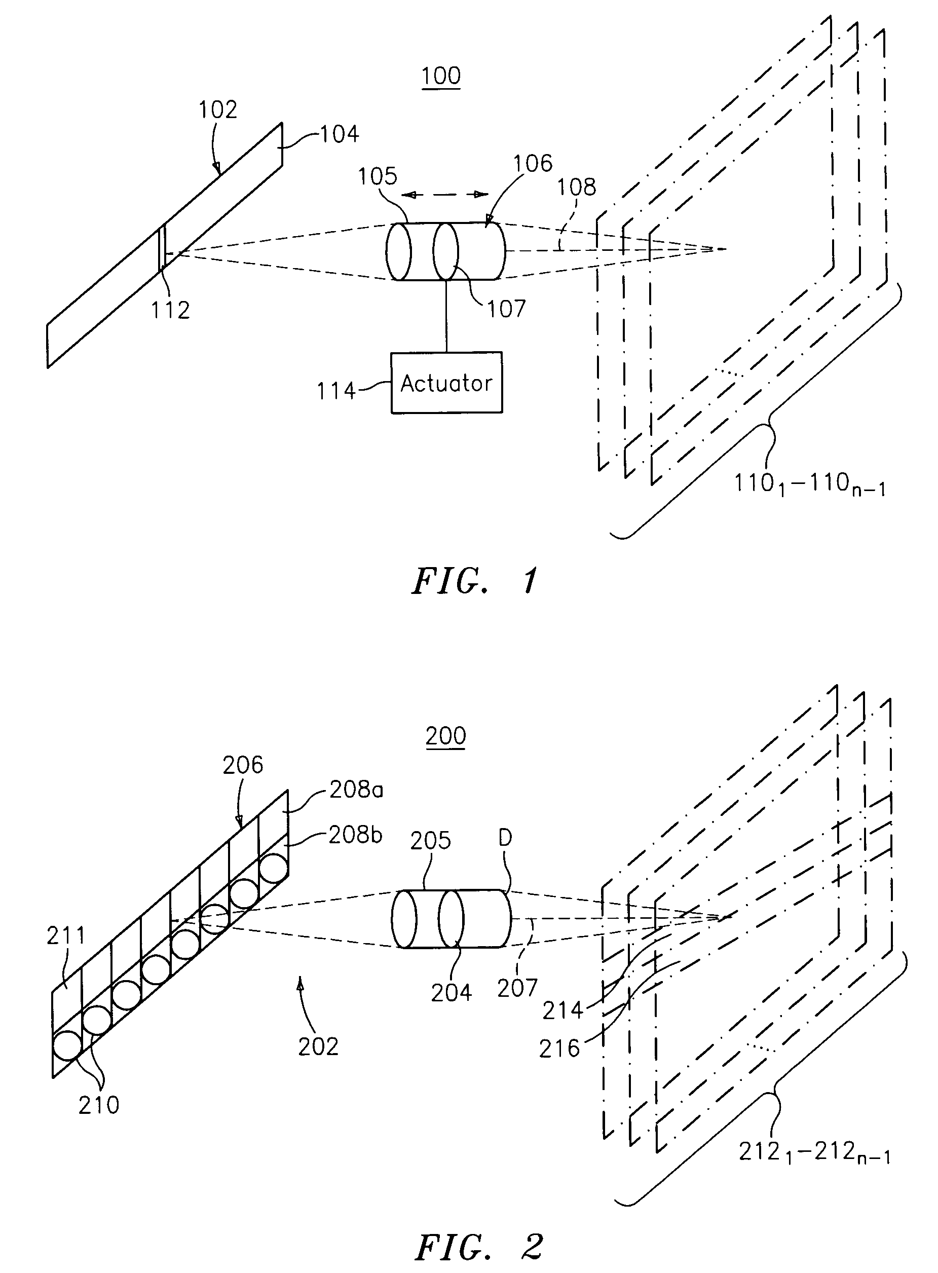 Imaging arrangement and barcode imager for imaging an optical code or target at a plurality of focal planes