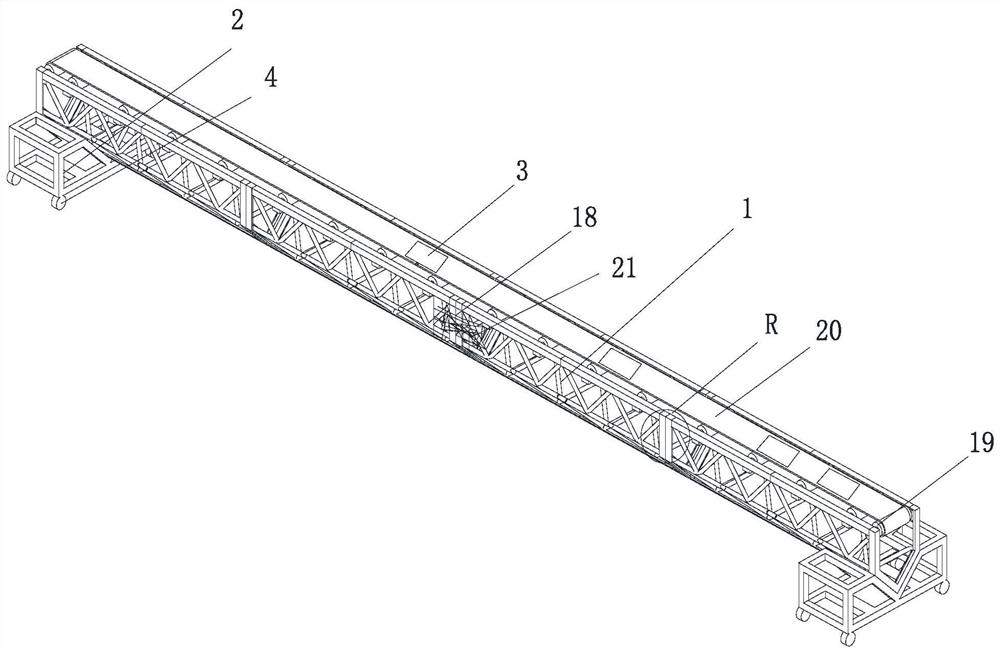 Seedling tray conveyor for long distance columnless seedling fields