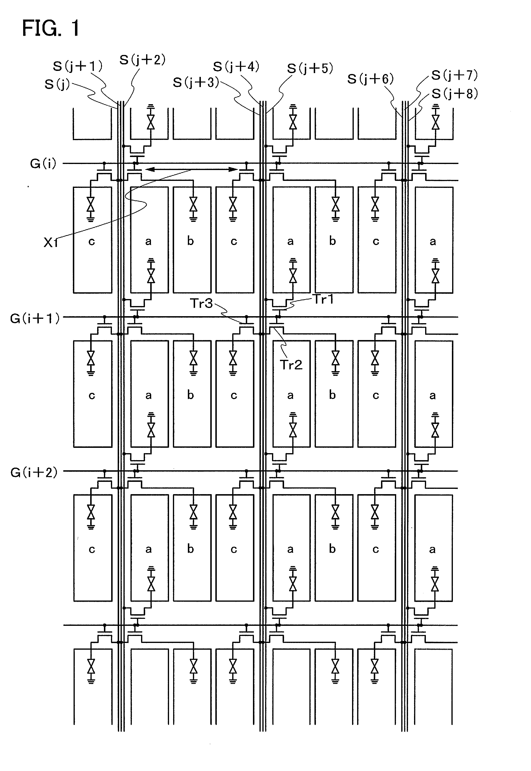 TFT arrangement for display device