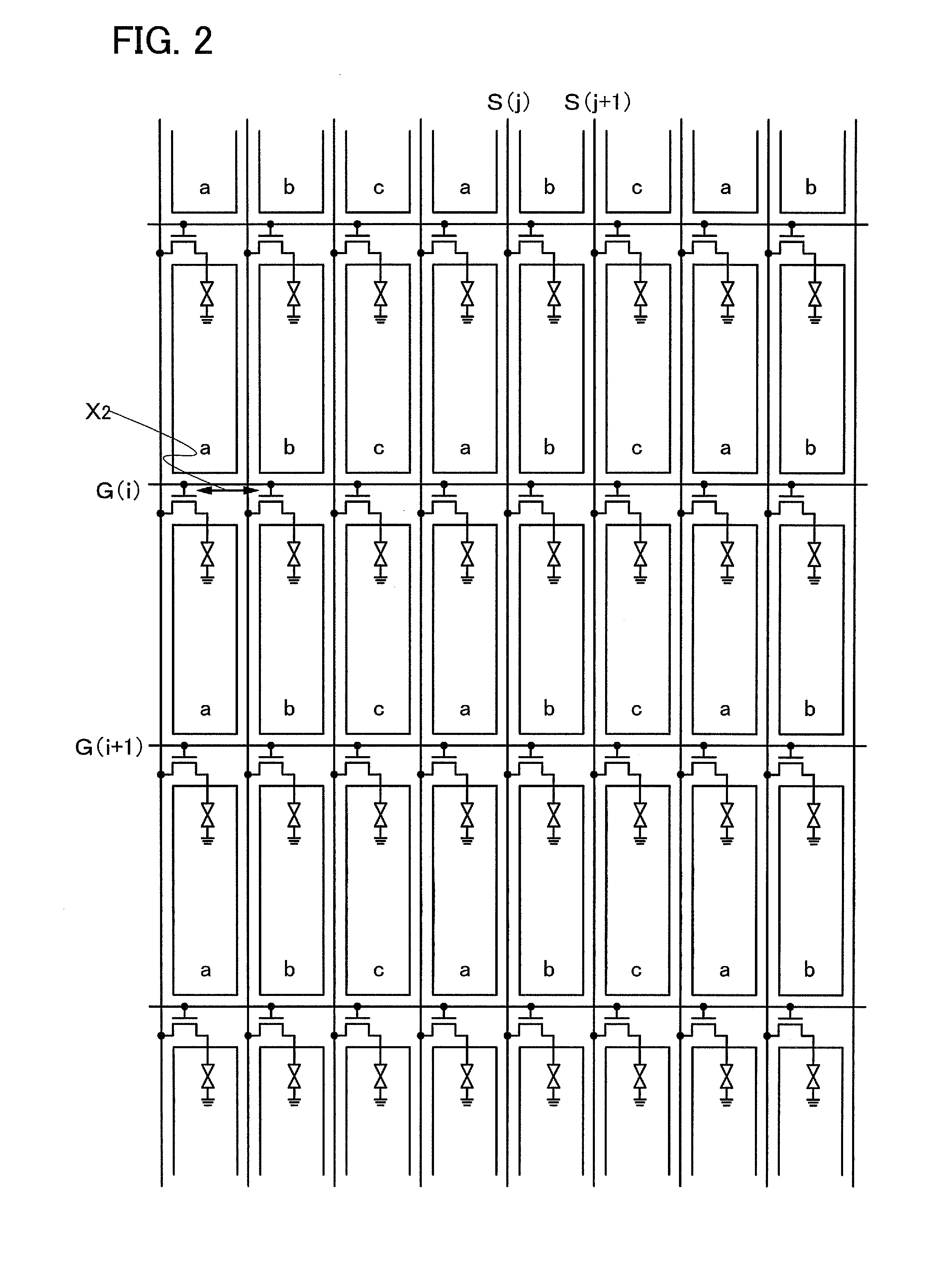 TFT arrangement for display device