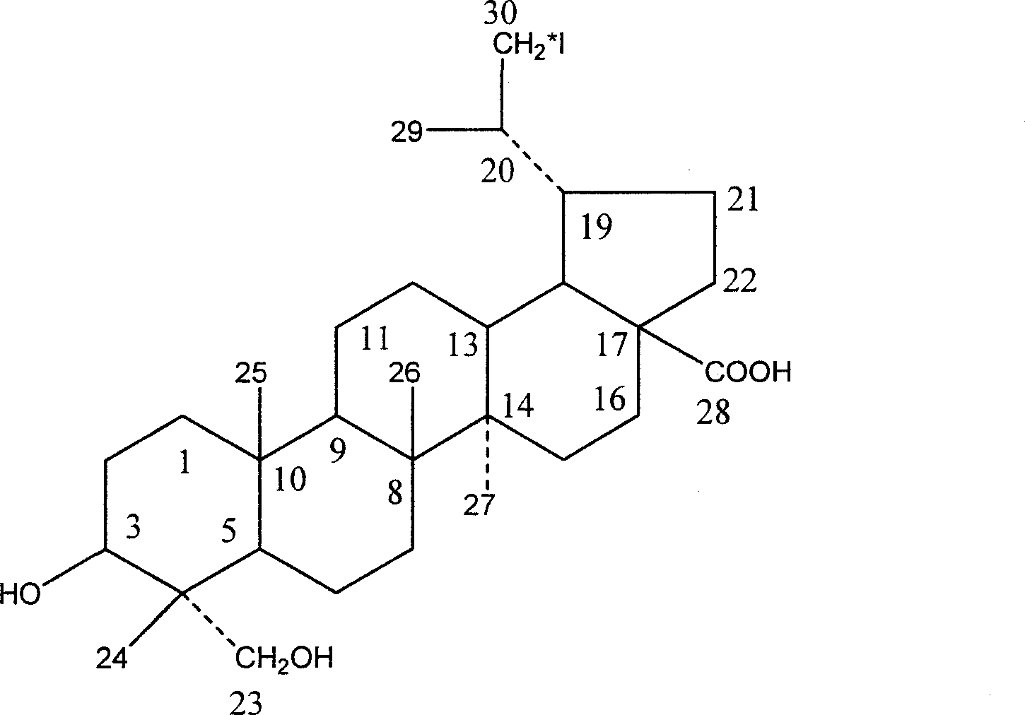 Iodine (I)-23-hydroxyl betulinic acid, rpeparation method and application thereof