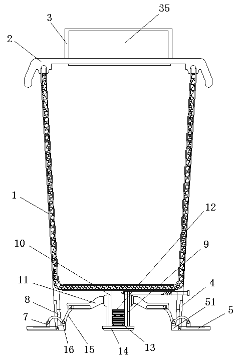 Environmental sanitation public garbage bin applied to uneven ground and method