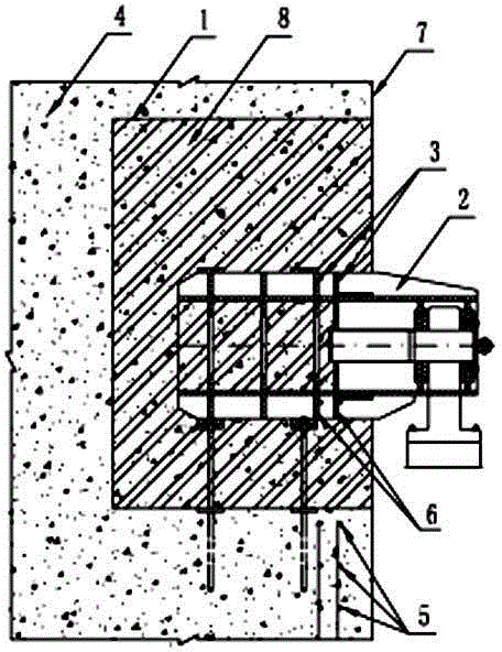 Construction method for articulated gate shoe of pull rod of fan-shaped reinforcing steel bar penetrating arc door of gate pier