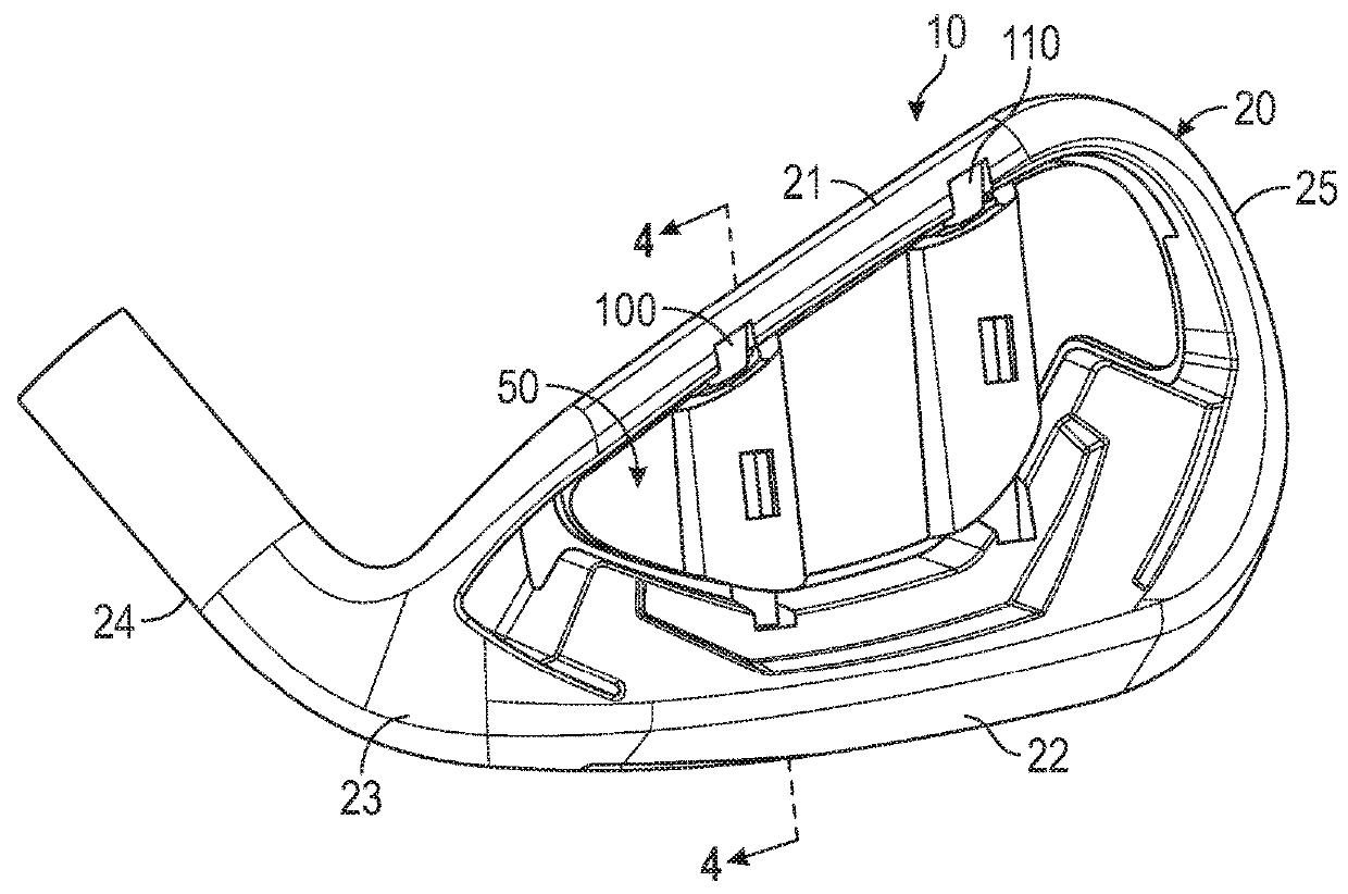 Iron-type golf club head with damping features