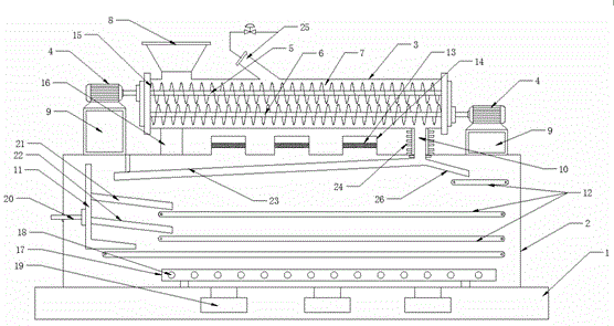 Smashing and drying device for glass powder