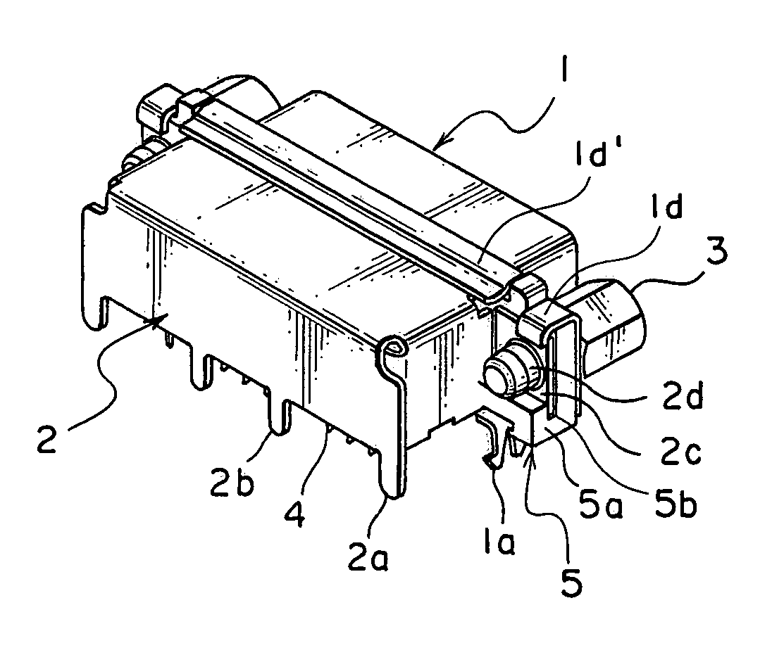 Connector having a simple structure assuring a stable mounting operation