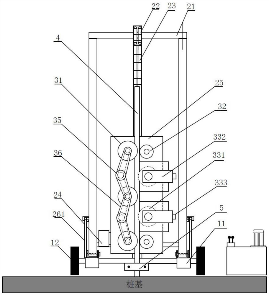 Movable pile head steel bar automatic straightening device