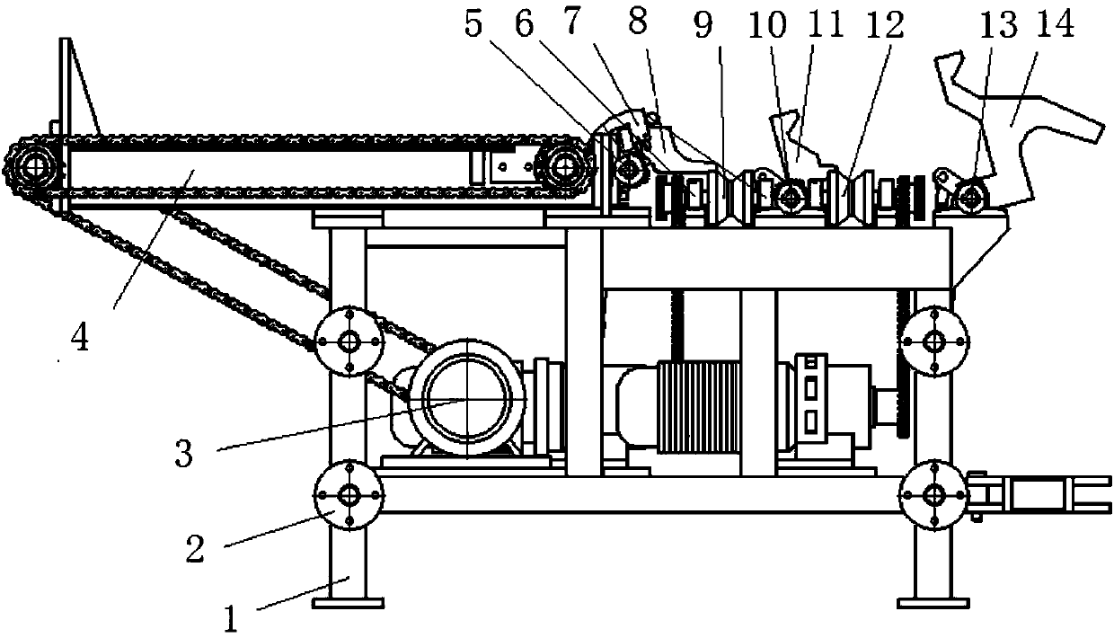 Modular arranging and conveying device of reinforcing steel bar end processing production line