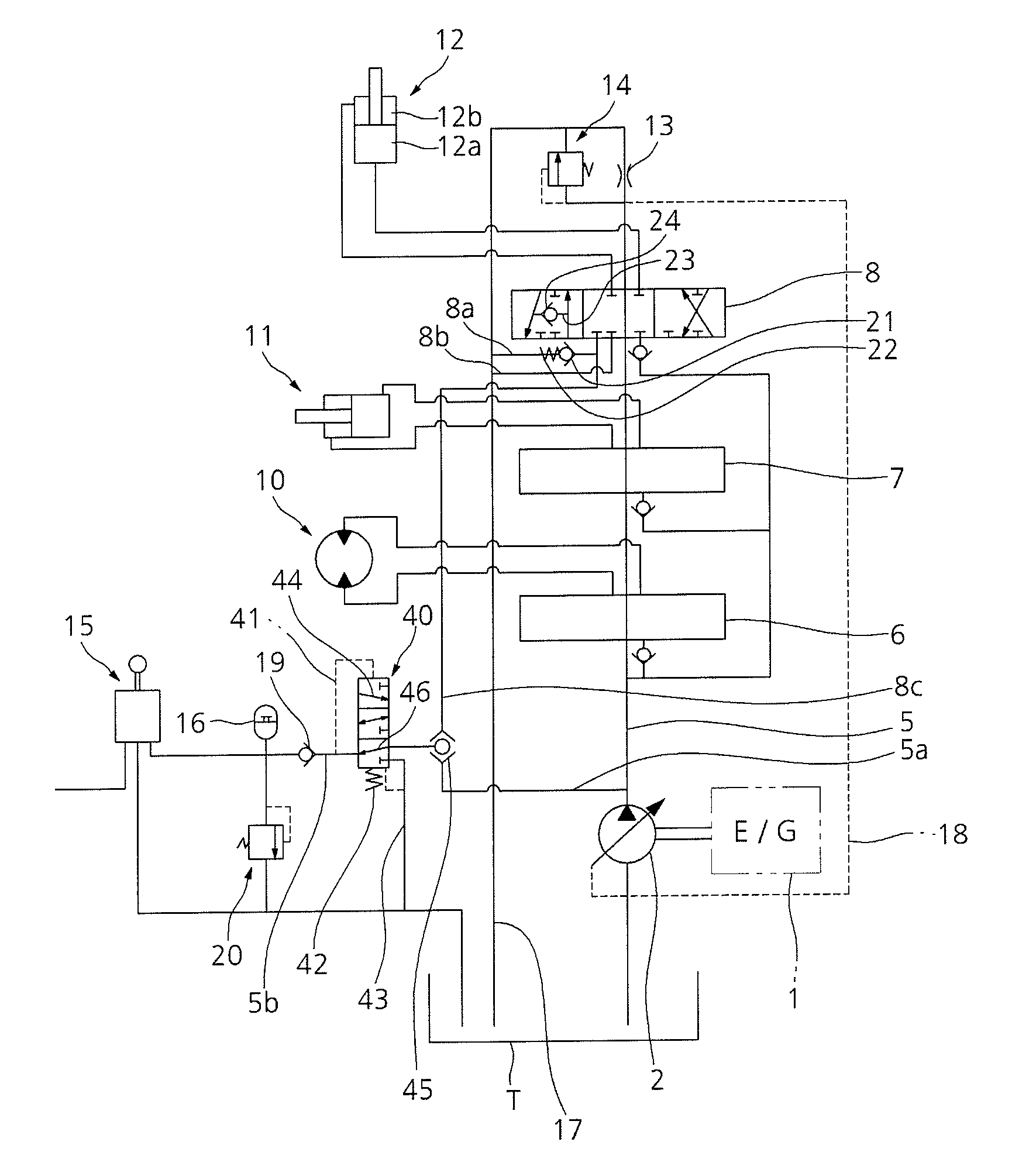 Negative control type hydraulic system