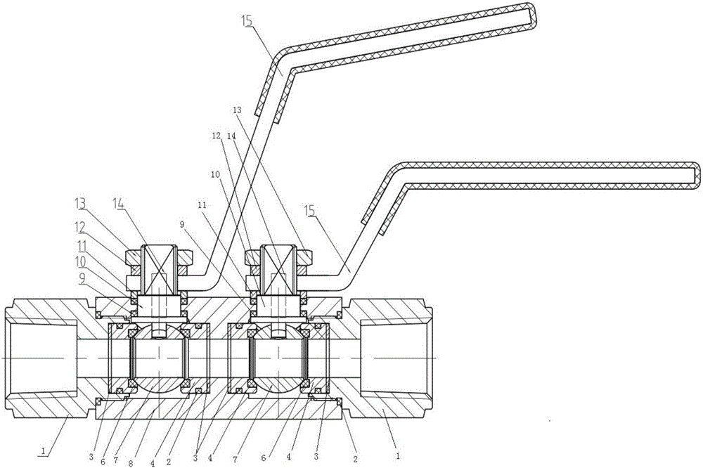 Belleville spring loaded automatic compensation double-ball valve