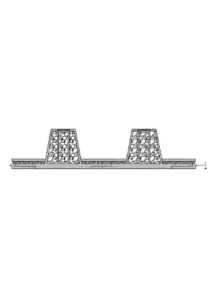 A plastic, concrete and fiber composite pipe with reinforcing ribs