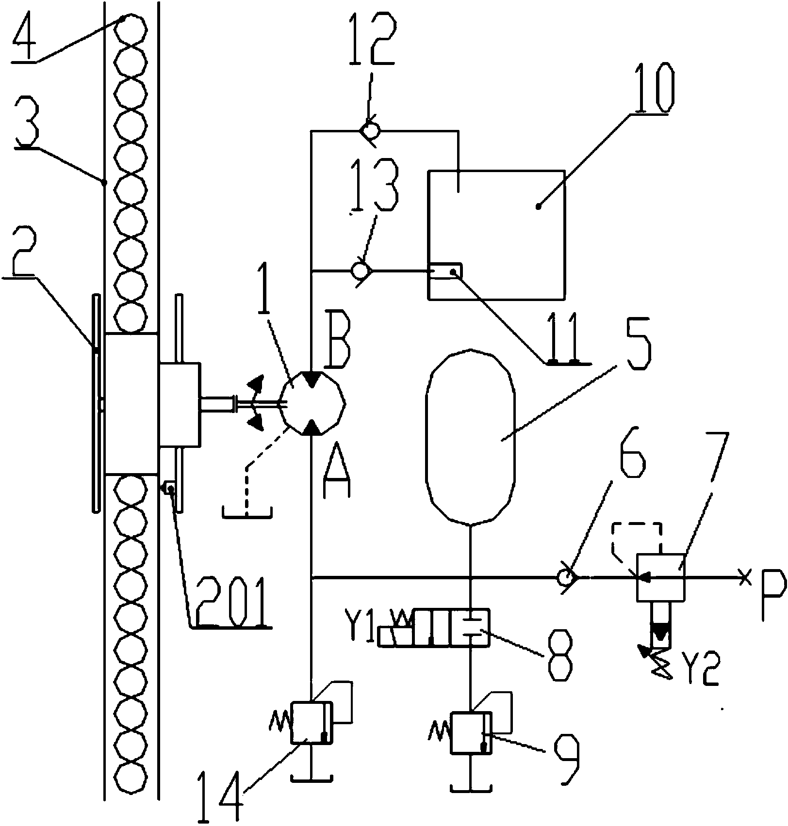 Hose follow-up device and hydraulic grab machine