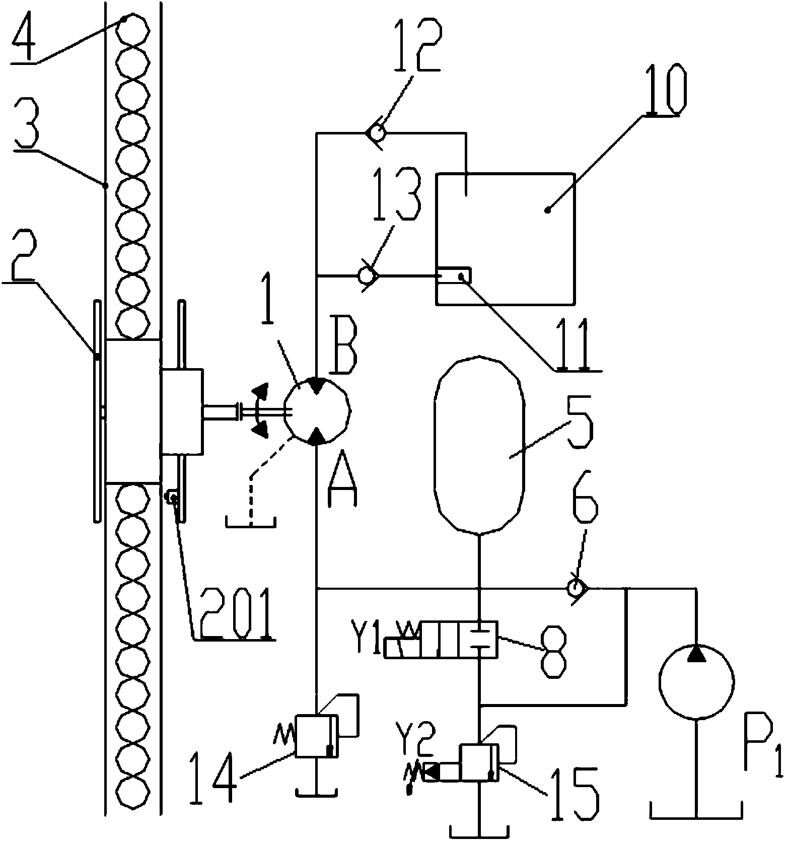 Hose follow-up device and hydraulic grab machine