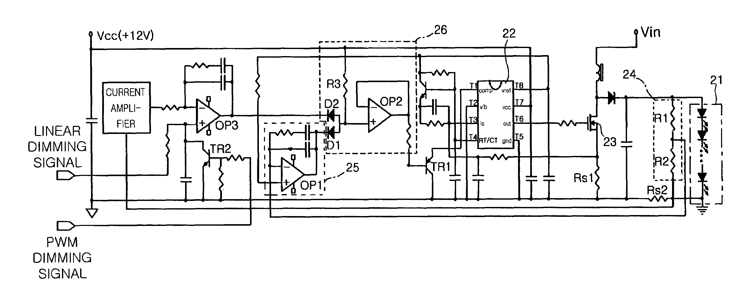 LED driving device of overvoltage protection and duty control