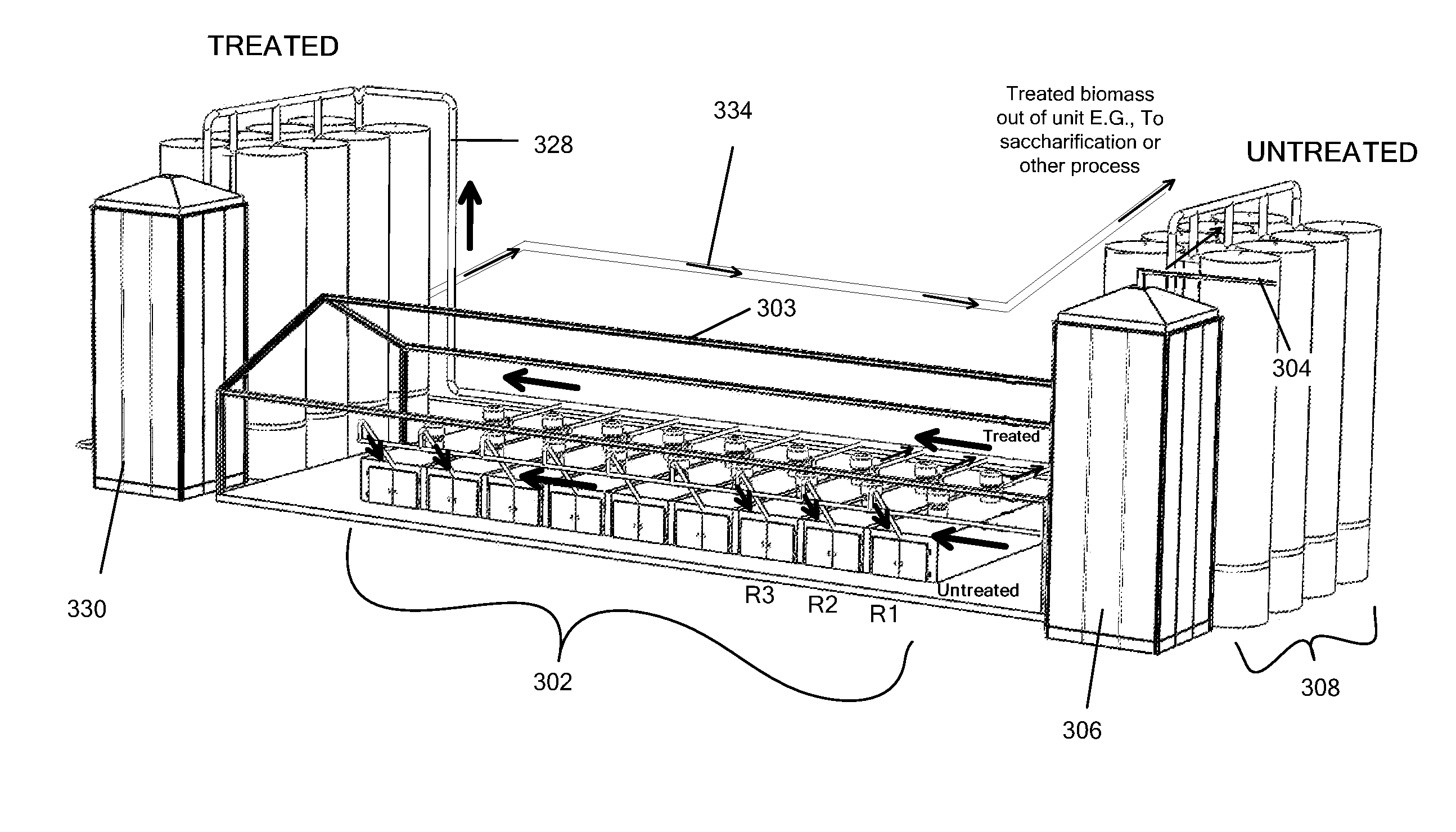 Array for processing materials