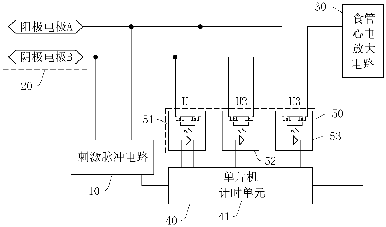 Technique for sharing of stimulating electrode and recording electrode in esophageal cardiac electrophysiology catheter