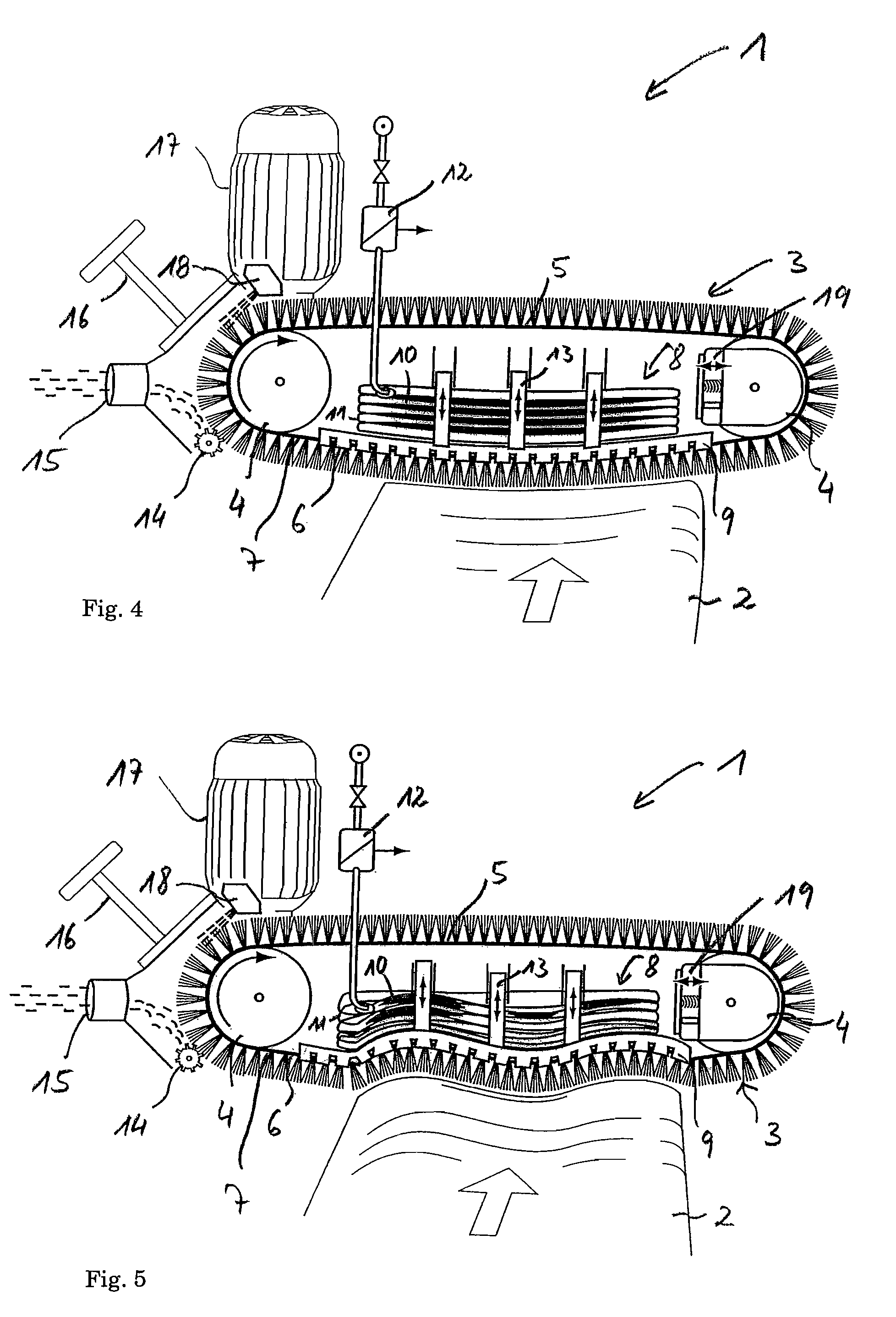 Arrangement for cleaning surfaces with cleaning equipment having a cleaning belt