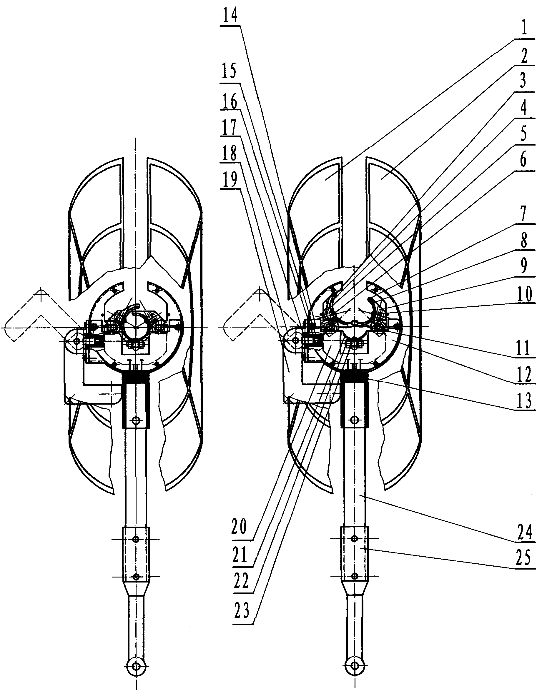 Mulberry leaf and stem cutting and pull-cutting harvest tool