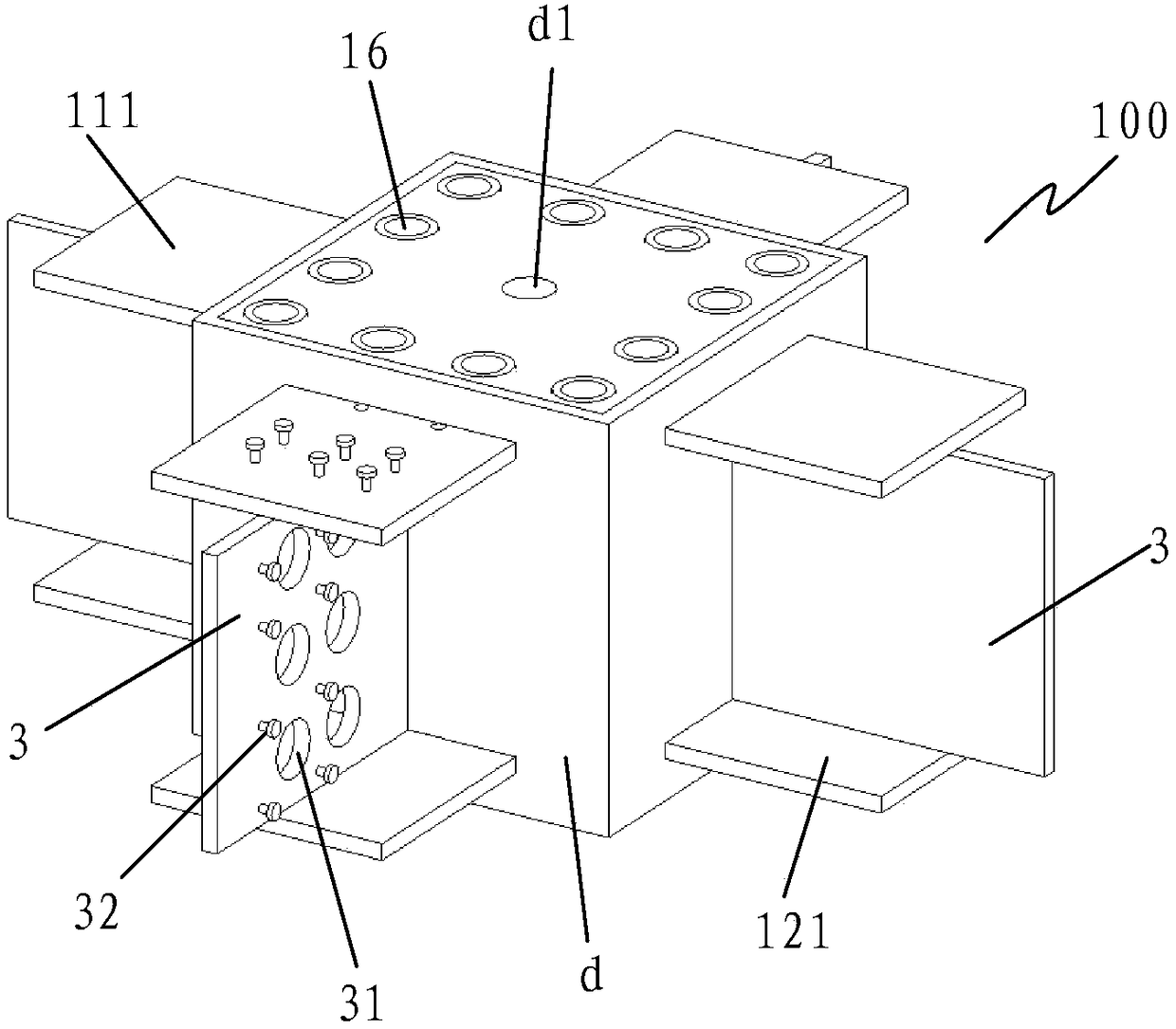 Prefabricated steel tube restrained energy dissipation connection node and construction method