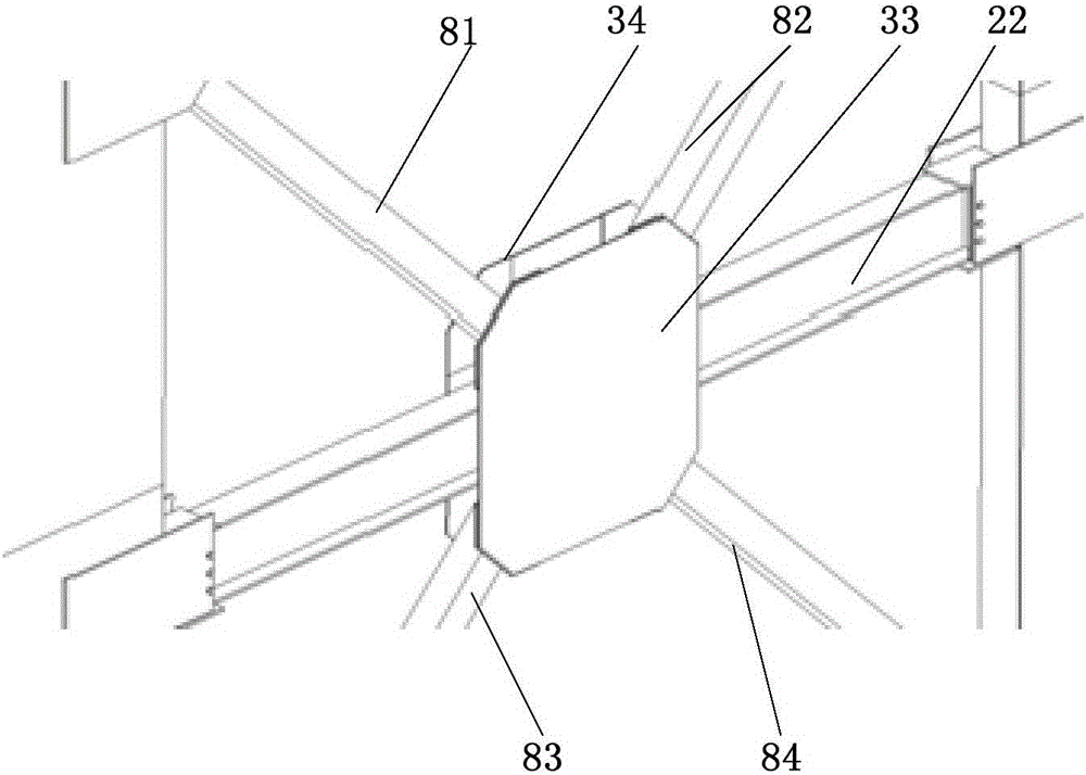 Multi-cavity concrete filled steel tube combination column supporting frame system installed in supported and inserted mode