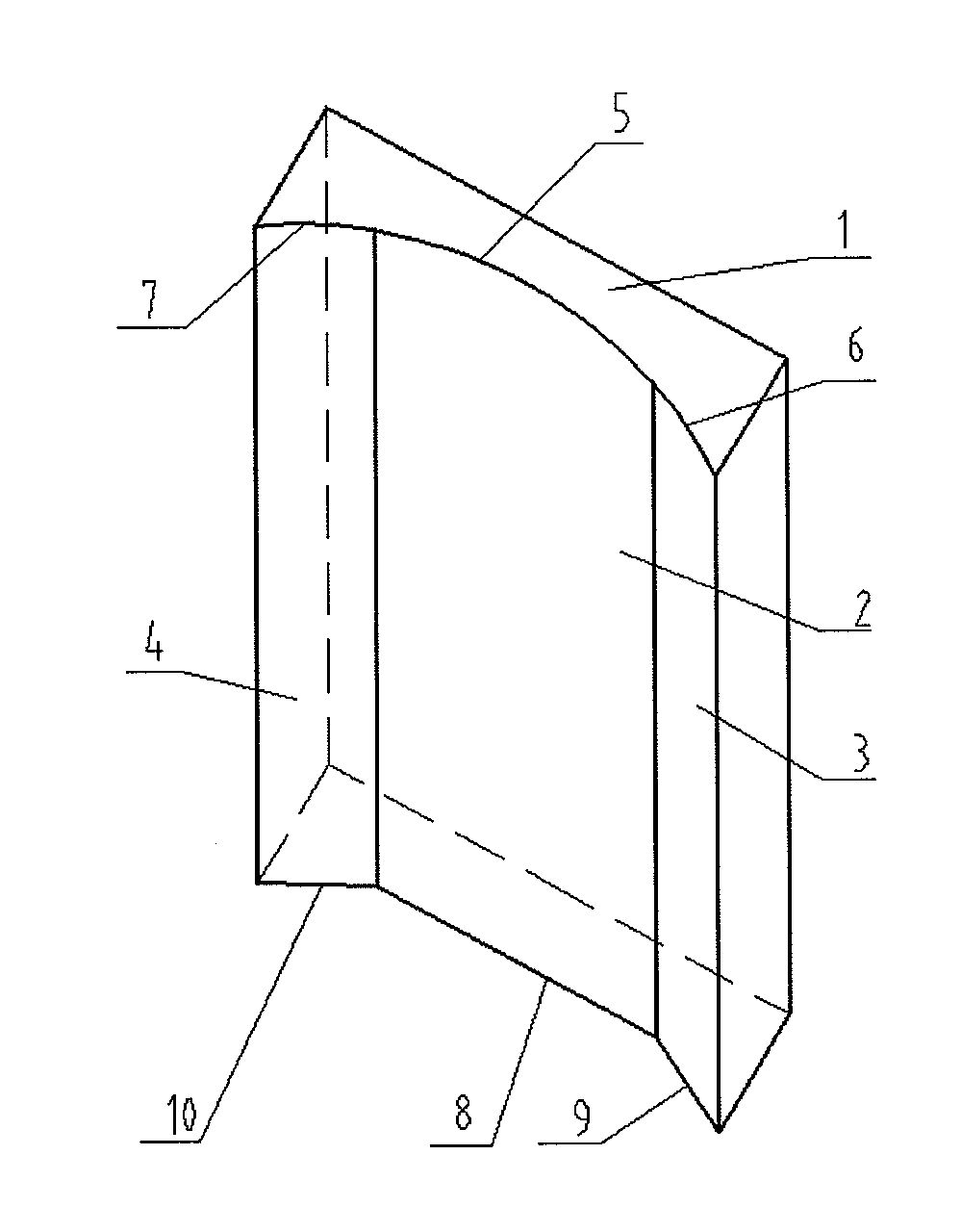 Chamfered narrow side copper plate for mould with funnel-shaped curved surface