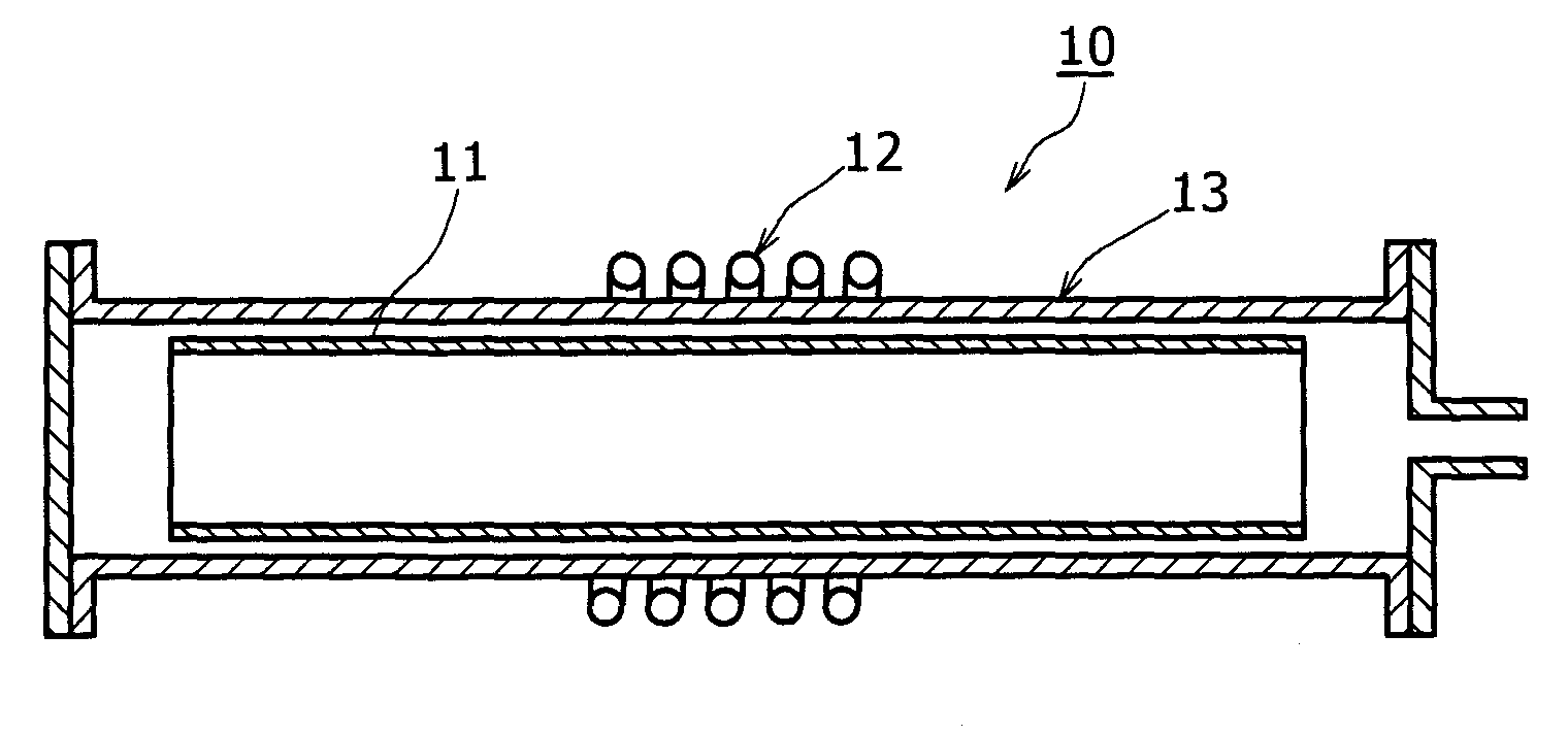 Induction heating element made of glassy carbon, heating device and heater