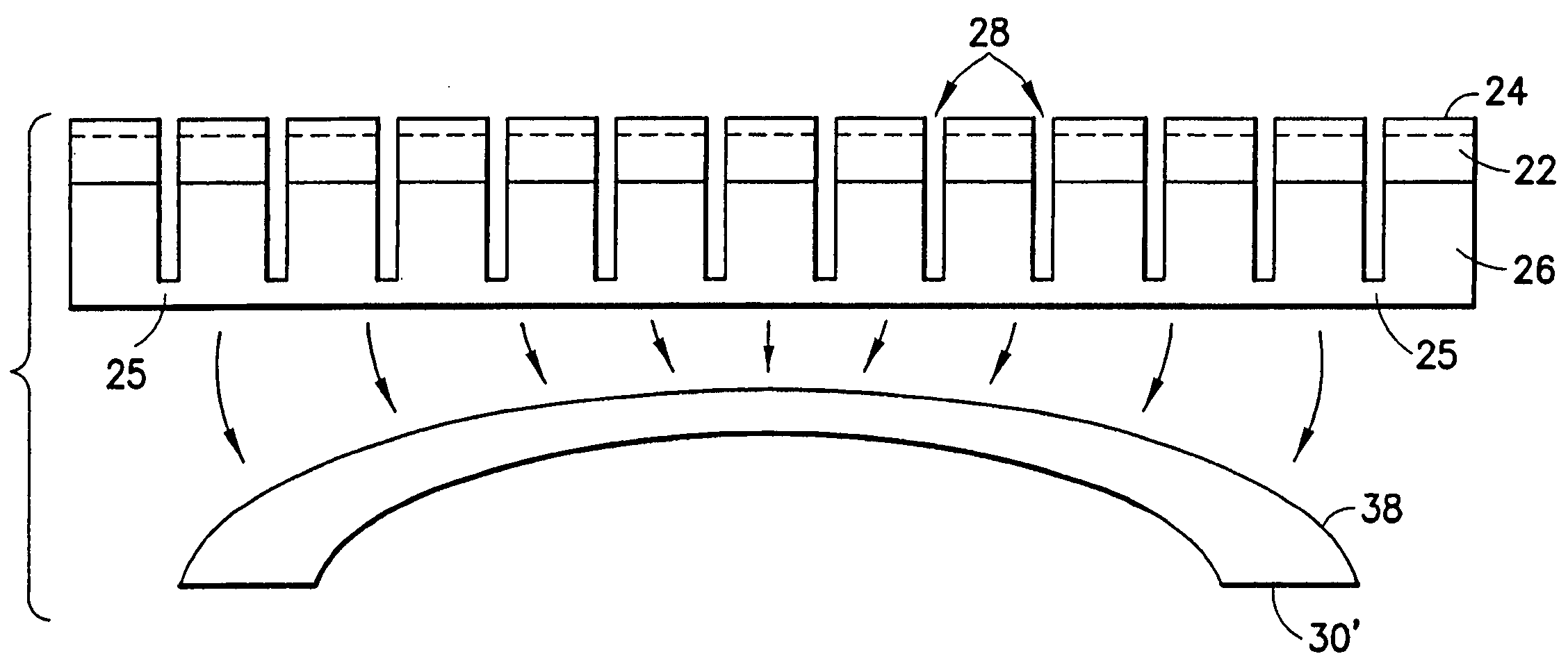 Curved micromachined ultrasonic transducer arrays and related methods of manufacture