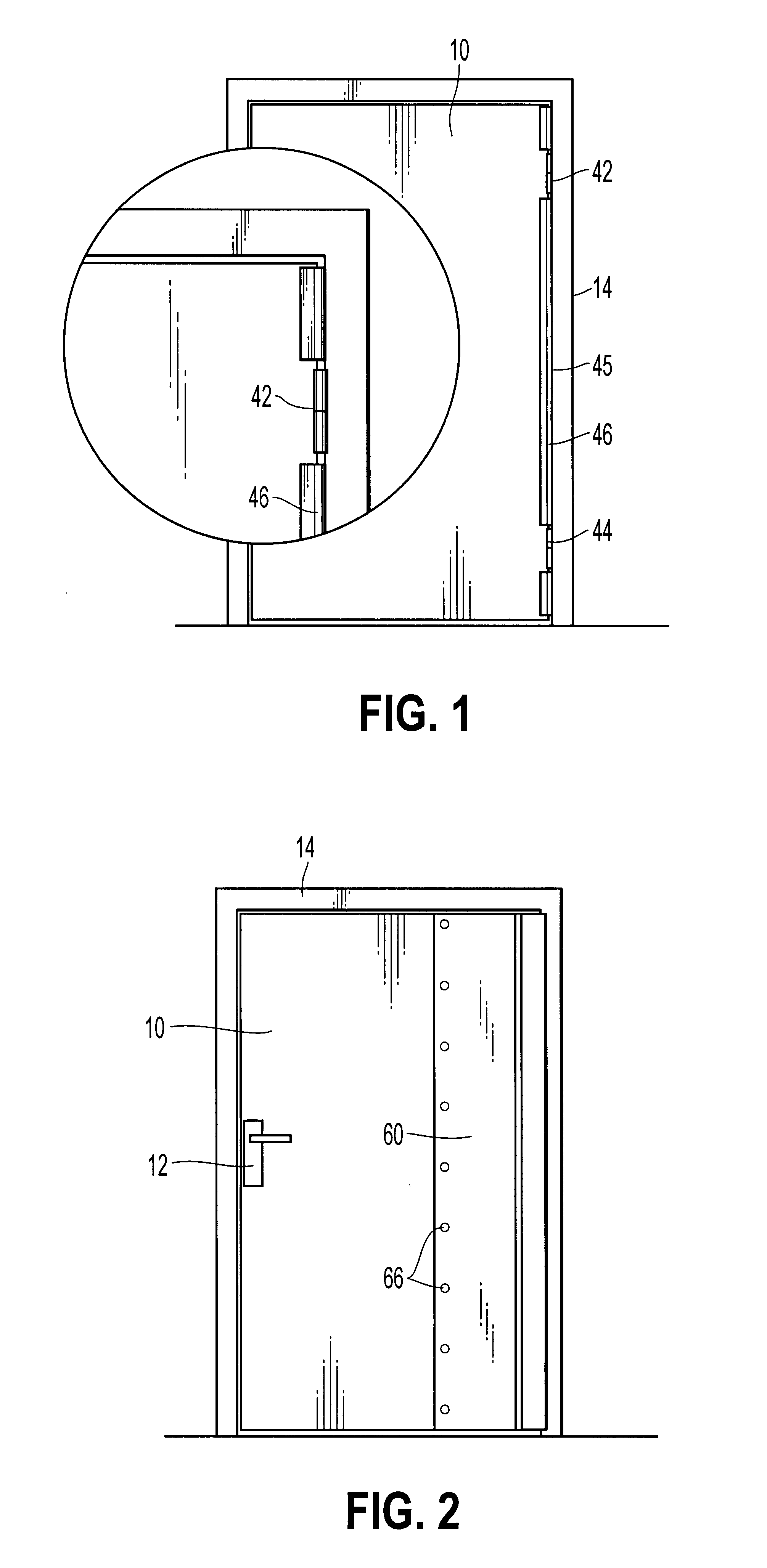 Mechanical safety device for a door pivotally mounted on a frame