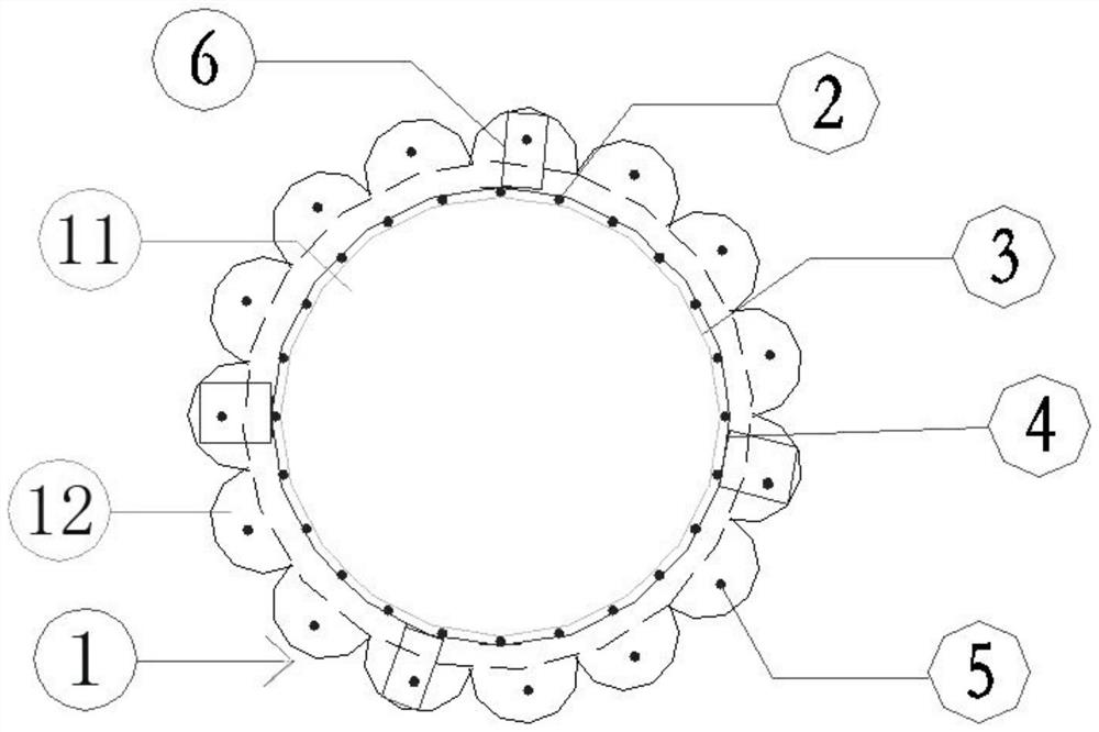 Plum-blossom-shaped pile foundation anchor rod composite foundation structure and construction method thereof