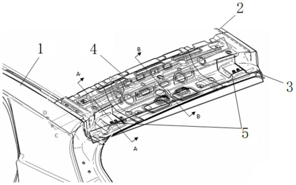 A rear cross member structure, body frame assembly and automobile