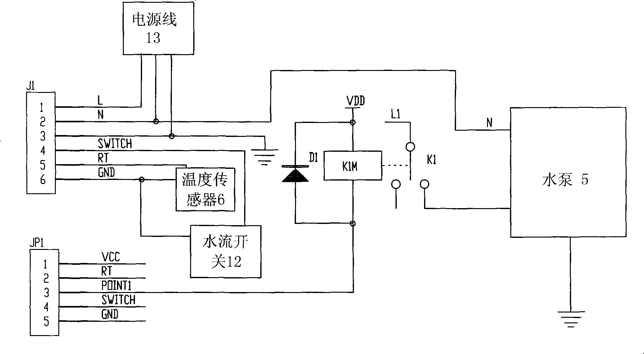 Intelligent temperature-controlling water supply system of water pump