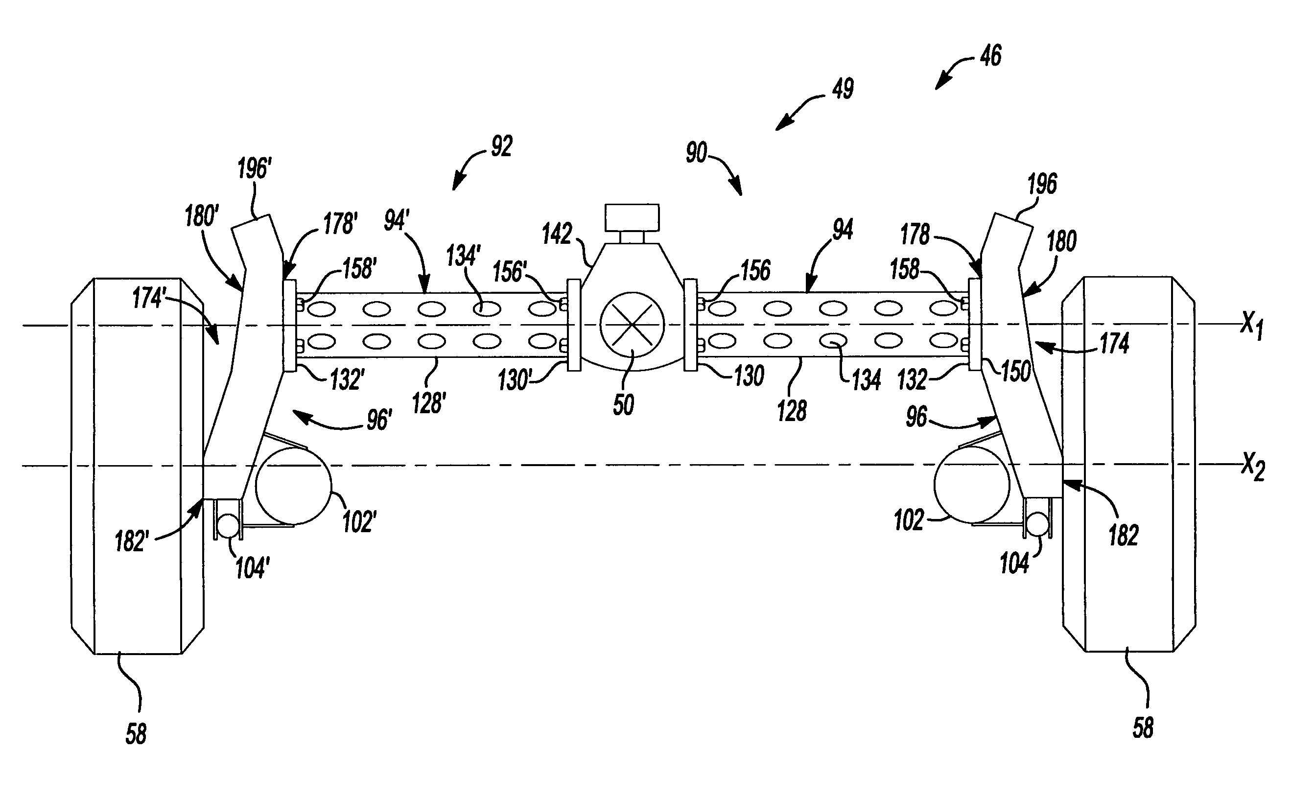 Live twist beam axle assembly