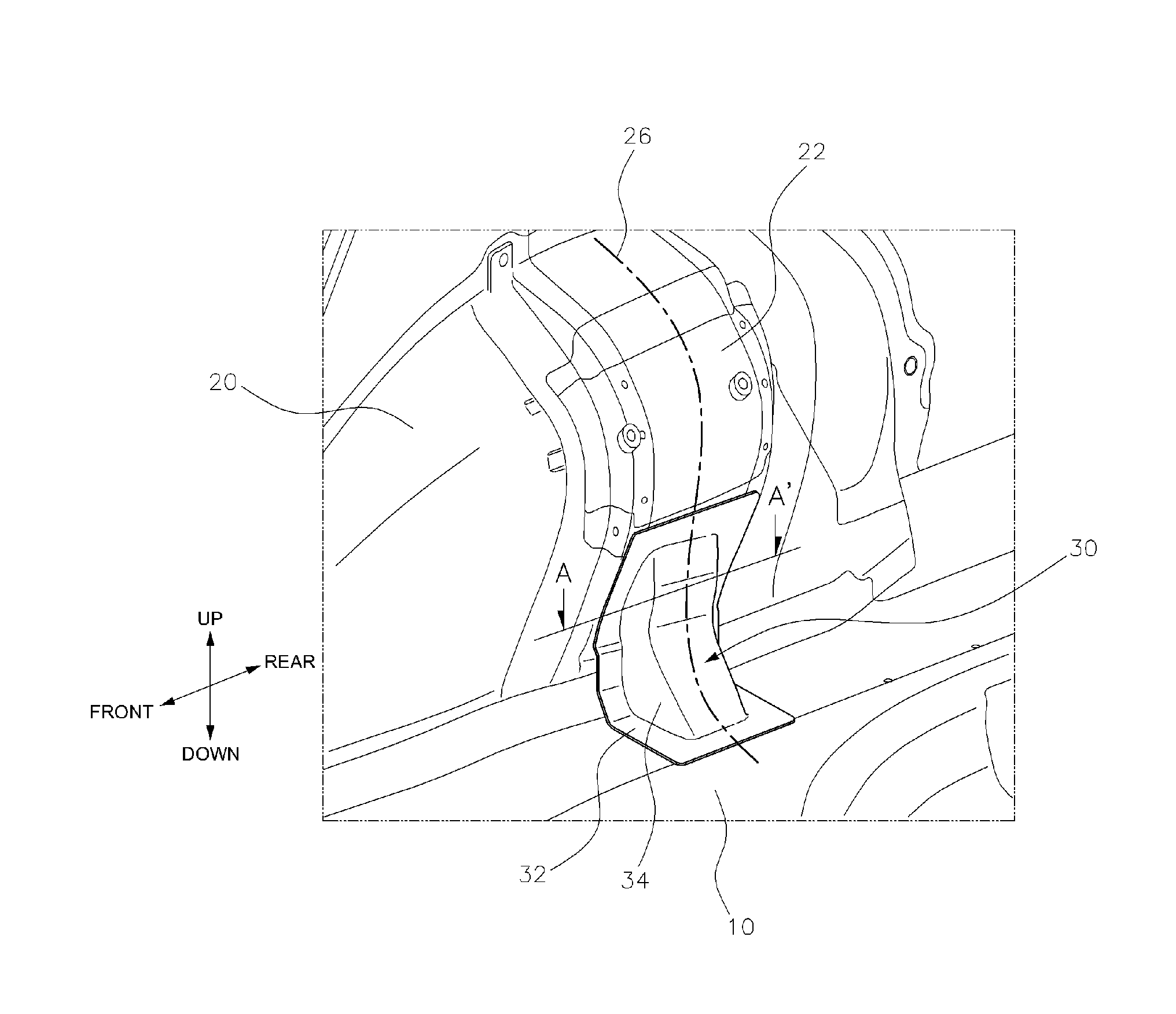 Structure for connecting wheel house panel to rear floor of vehicle