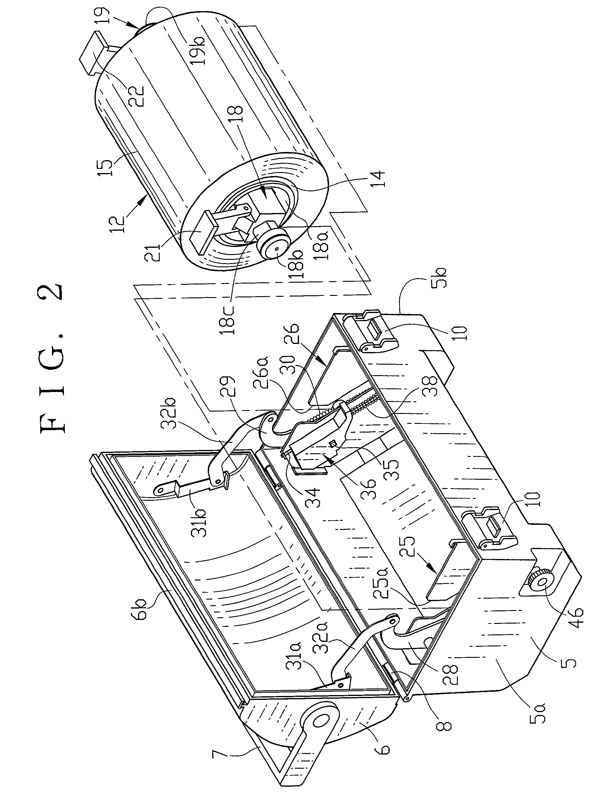 Supply magazine for recording material roll and having code reader