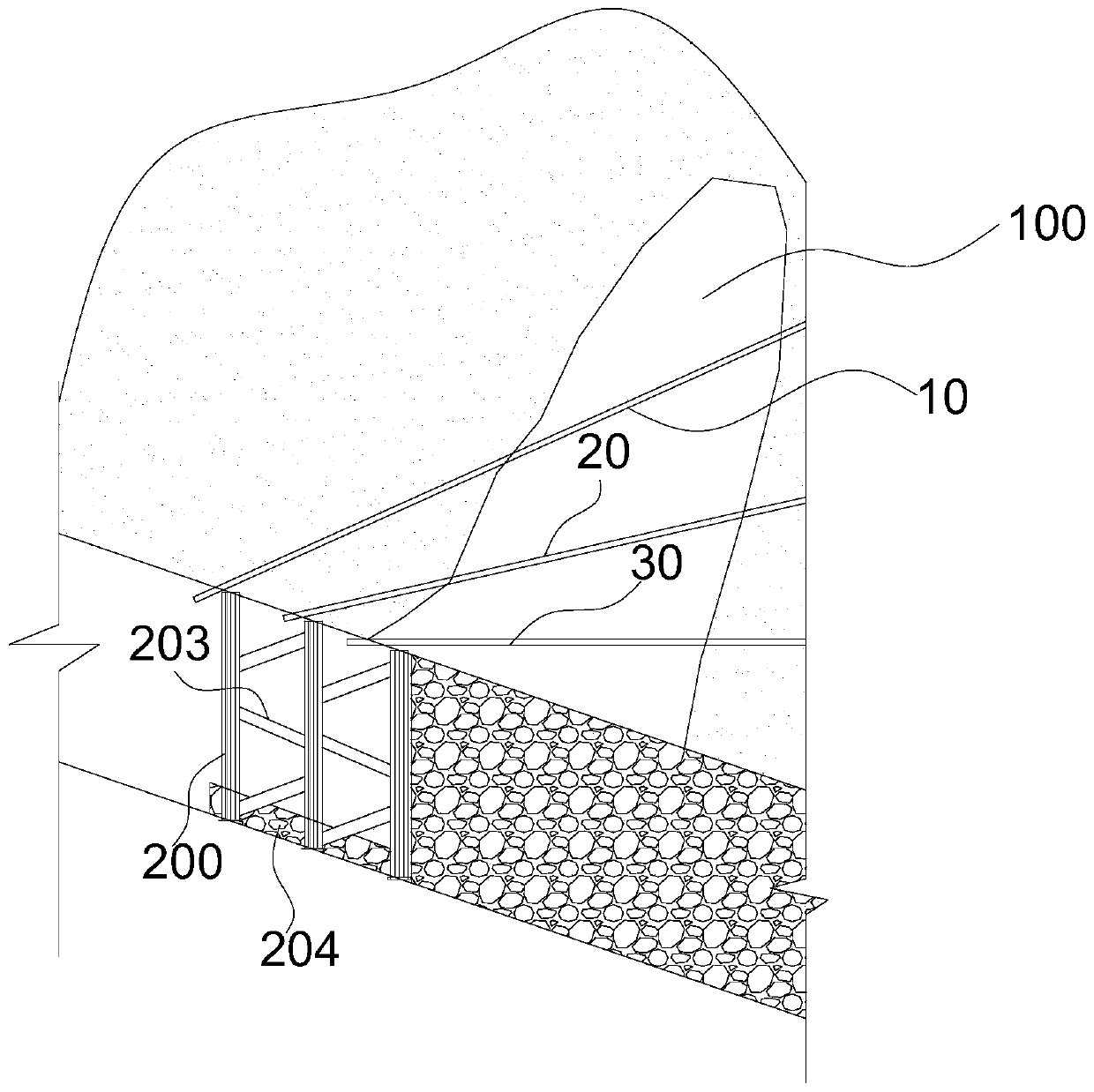 Treatment construction method for continuous collapse and roof fall in small-section steep slope tunnel