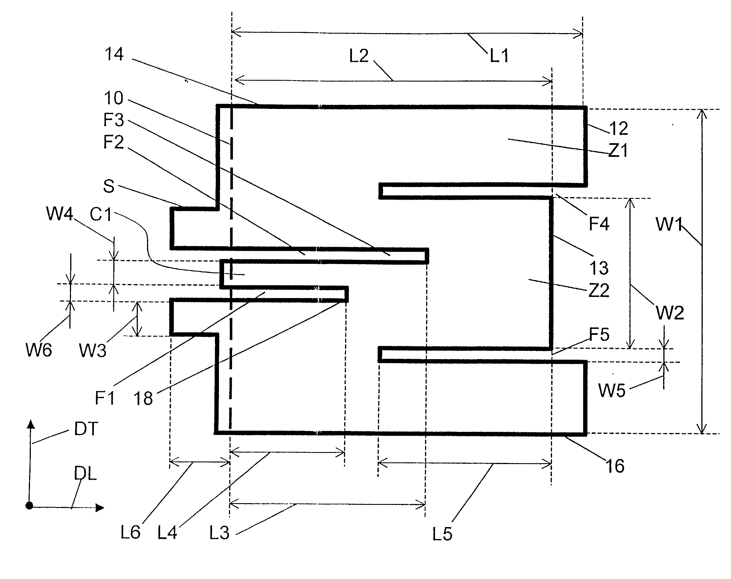 Antenna with a conductive layer and a two-band transmitter including the antenna