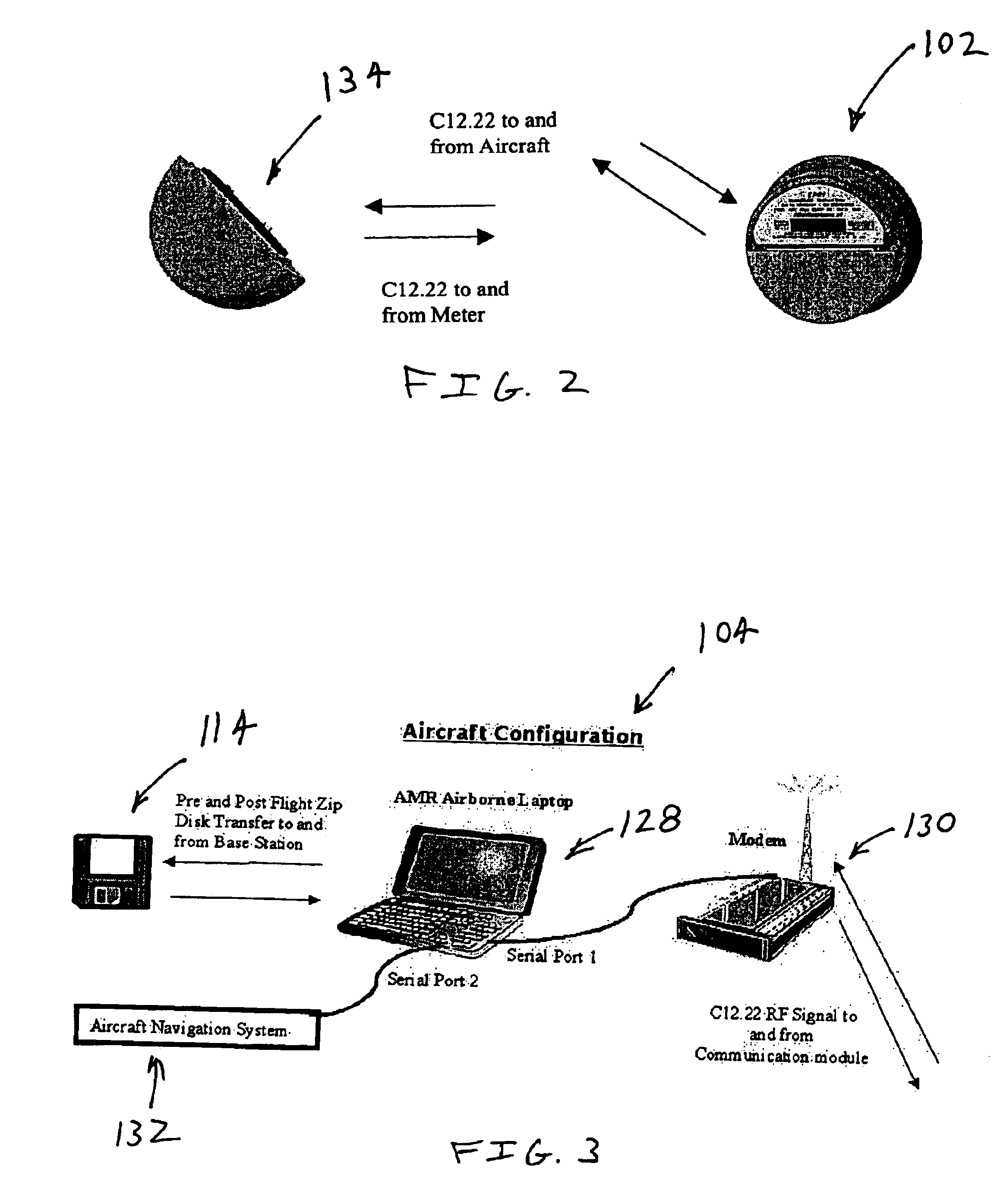 Method and system for airborne meter communication