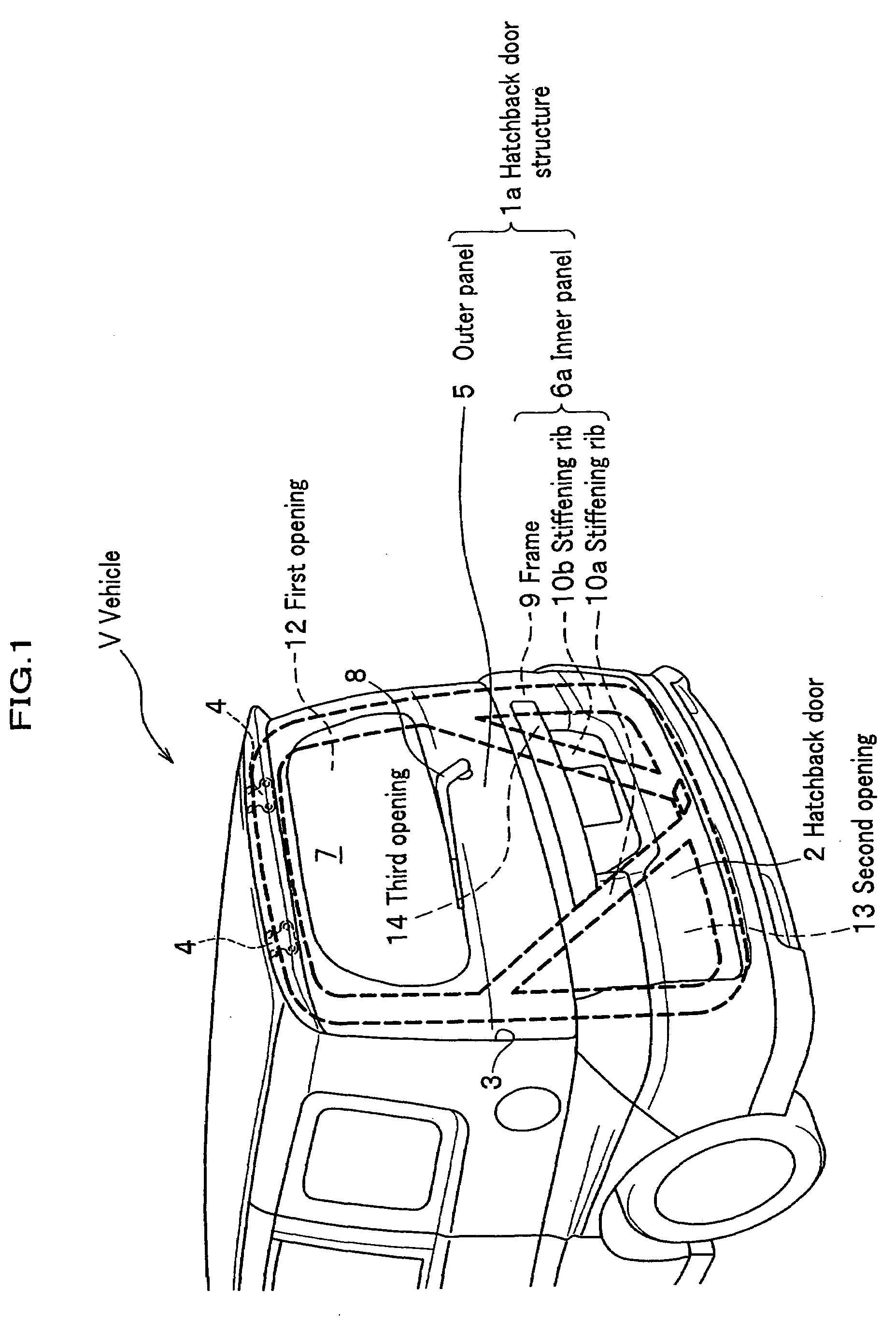 Hatchback door structure for vehicles