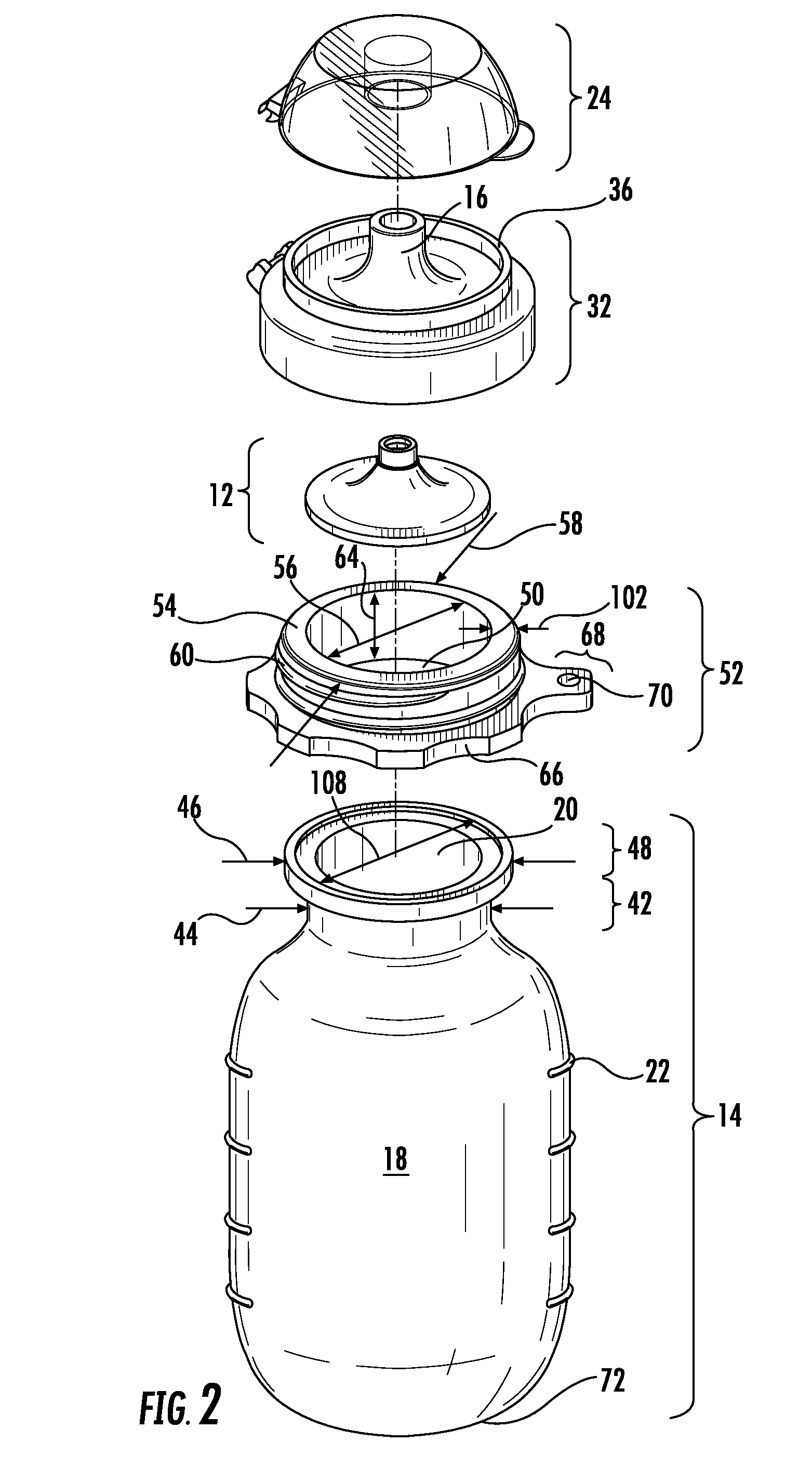 Squeezable leak proof feeding bottle