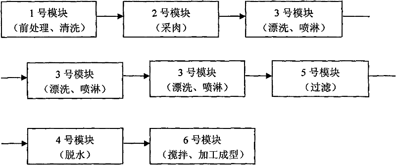 Combined type mechanized processing production process of frozen minced fillet