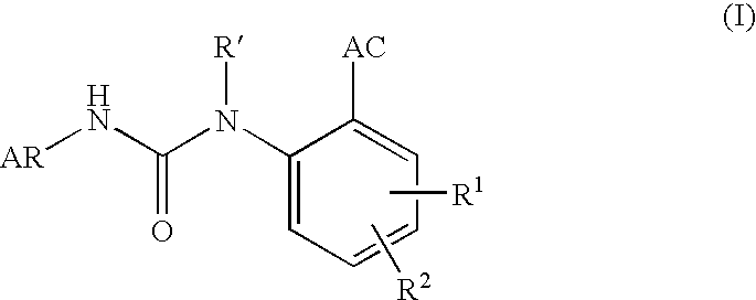 Novel aryl ureido benzoic acid derivatives and their use