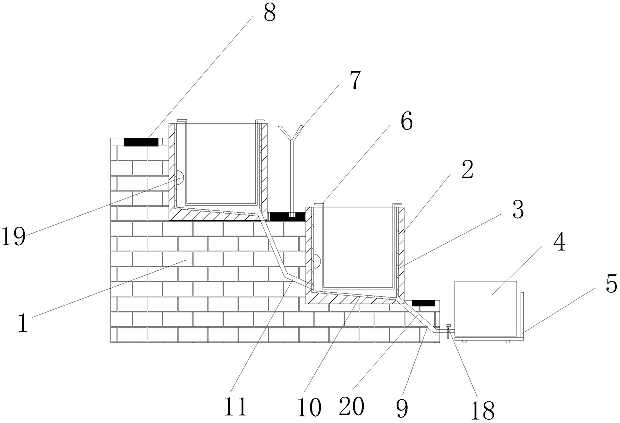 Multi-grade filtering tank for coating wastewater