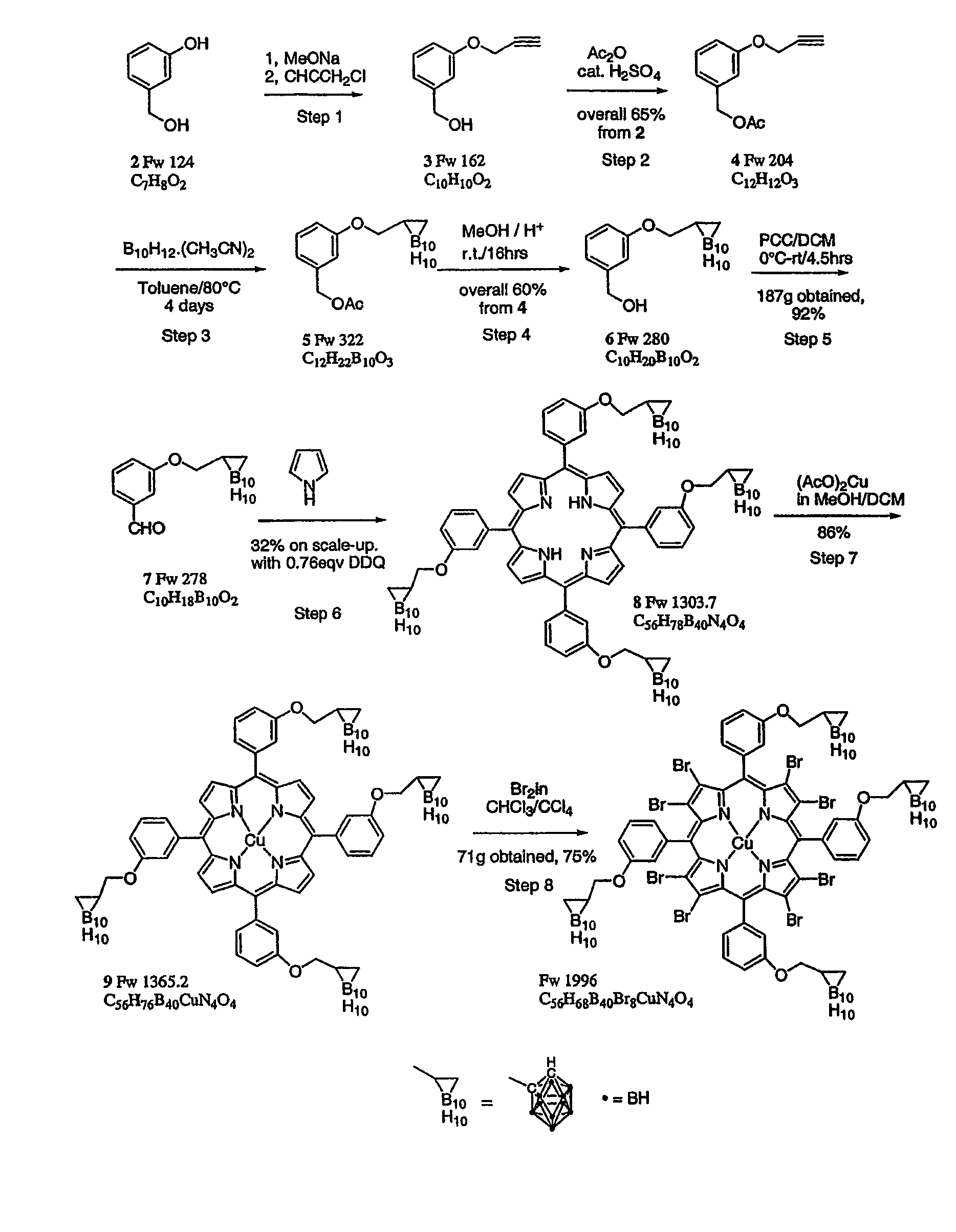 Process for the preparation of a boron-substituted porphyrin