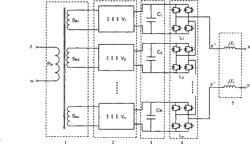 United electric energy quality controller based on series multiplex of transformer and chain type construction