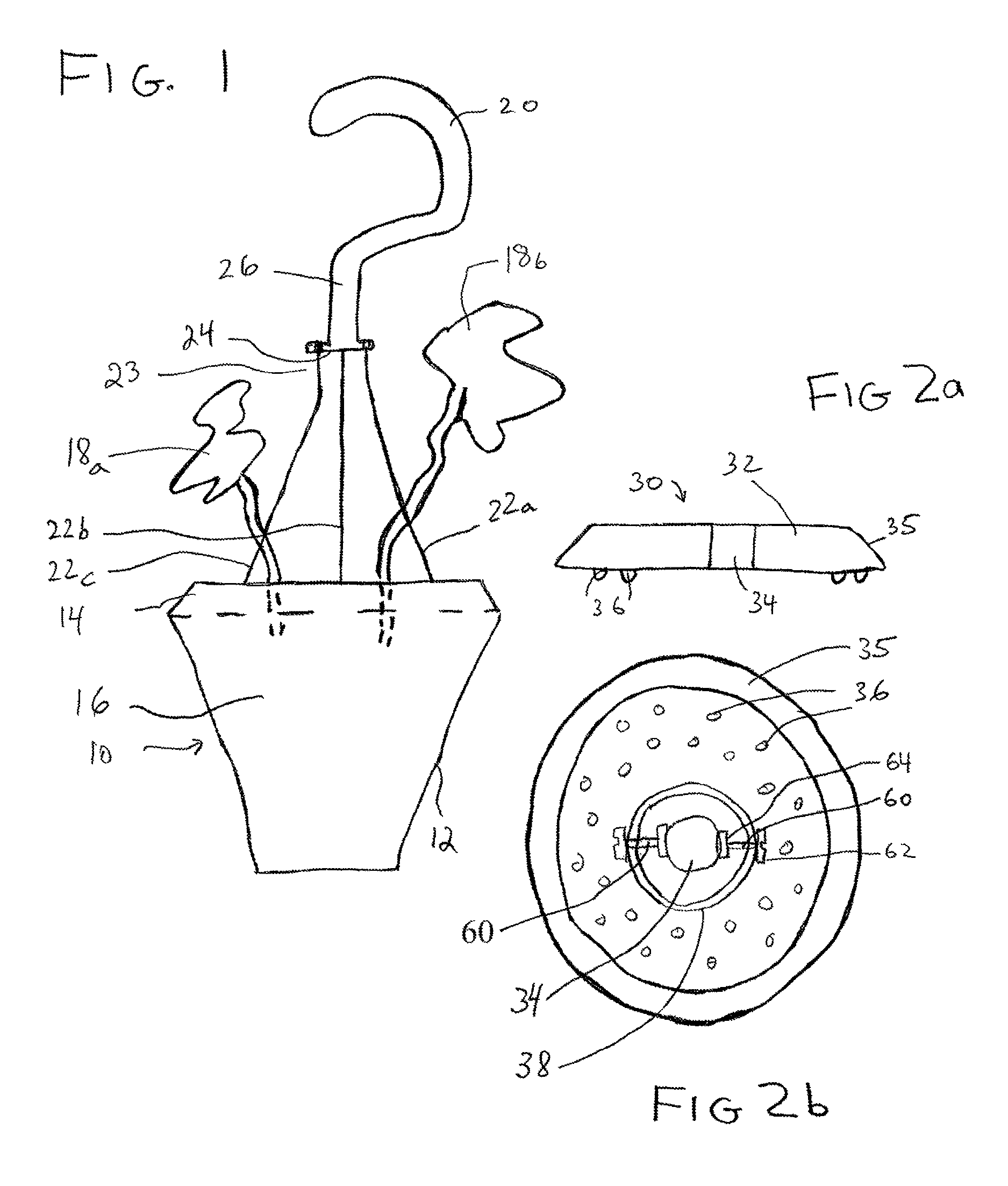 Solar power apparatus providing illumination to hanging flower planters or potted flowers