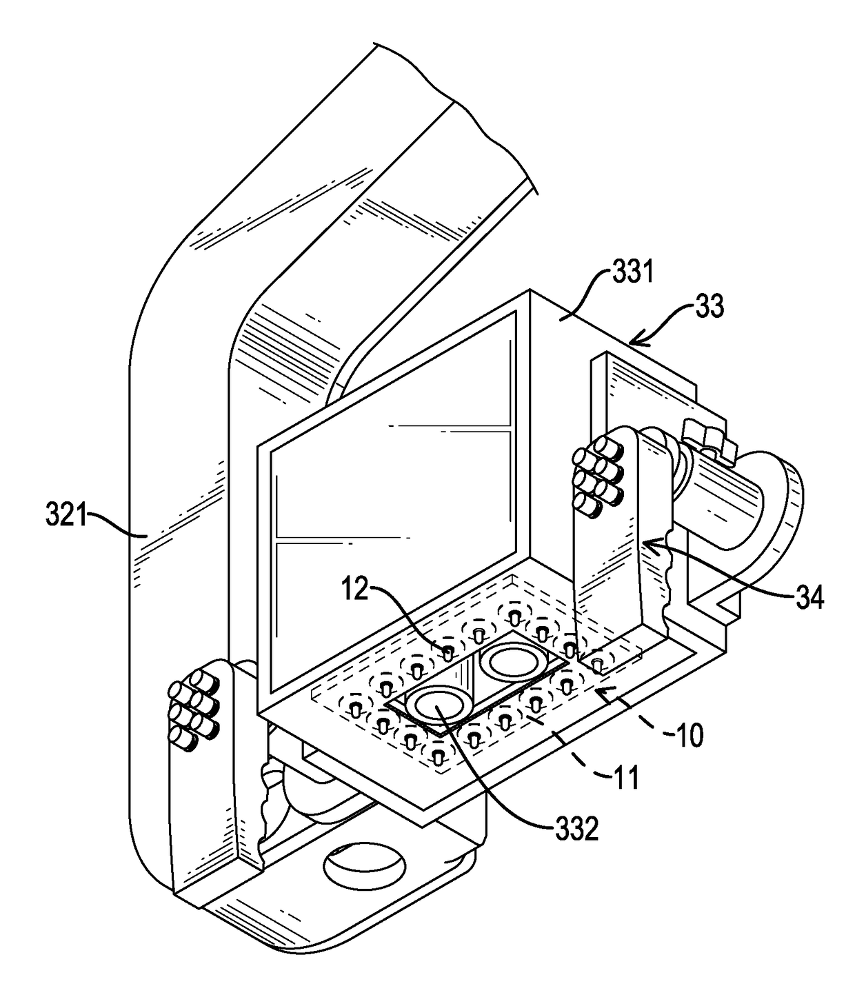 Adjustable light source device for a stereoscopic surgical microscope