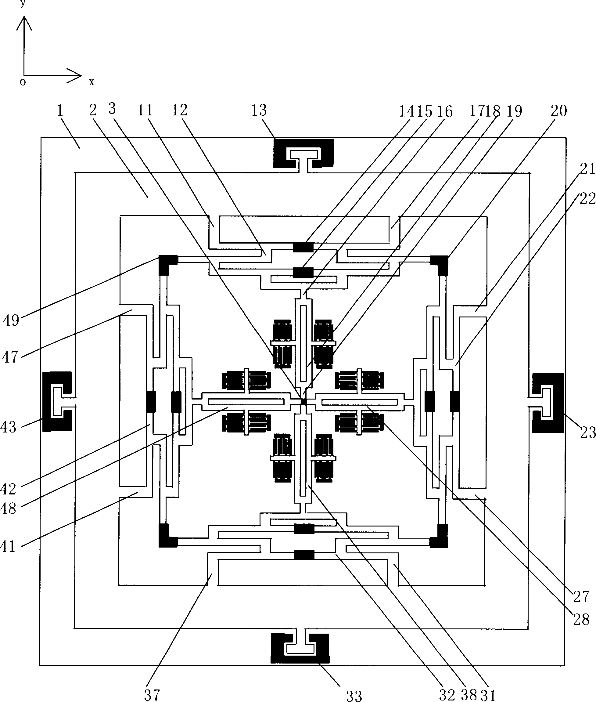 Dual-axis resonance type micromechanical accelerometer