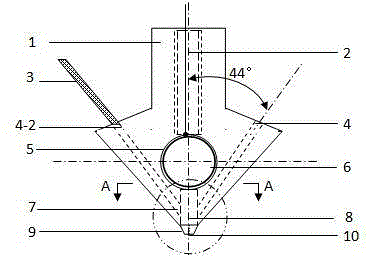 Three-channel agglomeration squeezing nozzle for stackable color three dimensional printer