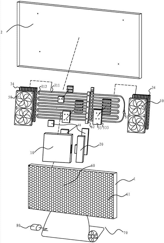 Computer host with small space ratio and desktop computer