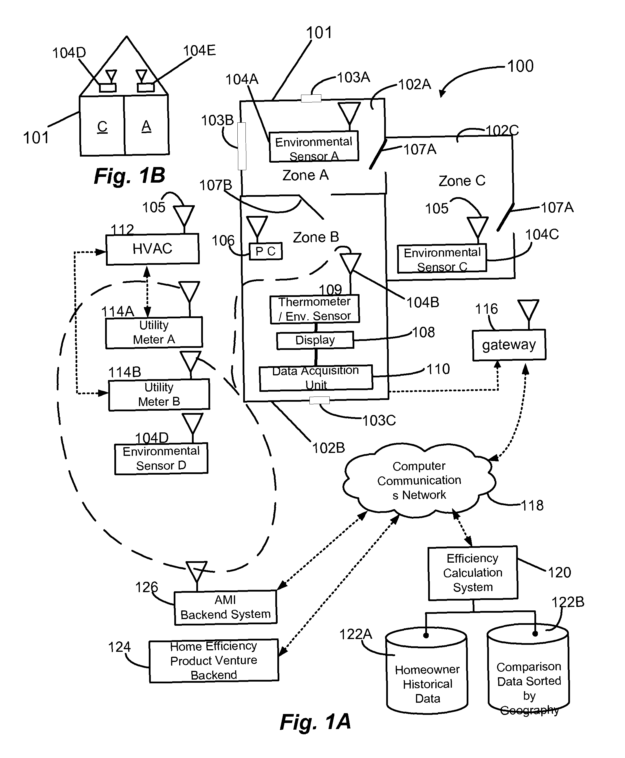 Method and system for calculating energy metrics of a building and one or more zones within the building